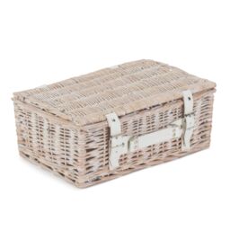 Red Hamper Wicker 35cm White Wash Empty Picnic Basket - thumbnail 2