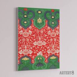 "Artery8 Owen Jones Arabesque Floral Red Green Pattern Canvas Wall Art Print - Size: W12"" x H16""" - thumbnail 2