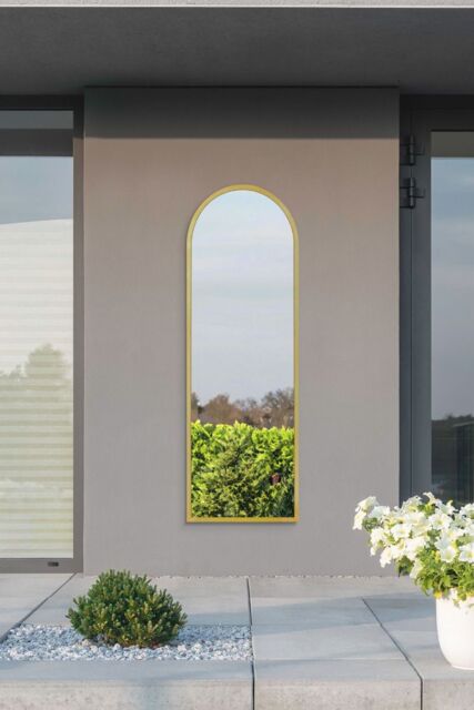 "MirrorOutlet Gold Metal Framed Arched Garden Wall Mirror 63"" X 21"" (160CM X 53CM) - Size: 1 Pack" - image 1