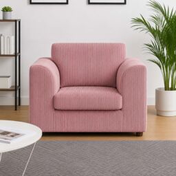 Furnishings For Less UK Luxor Jumbo Cord Fabric Armchair in Pink - thumbnail 2