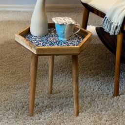 Hartsmede Handmade Hexagonal Side Table Marrakesh in Blue - thumbnail 5