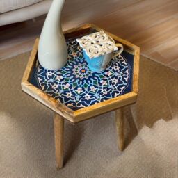Hartsmede Handmade Hexagonal Side Table Marrakesh in Blue - thumbnail 4