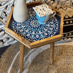 Hartsmede Handmade Hexagonal Side Table Marrakesh in Blue - thumbnail 3