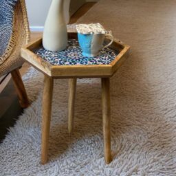 Hartsmede Handmade Hexagonal Side Table Marrakesh in Blue - thumbnail 6