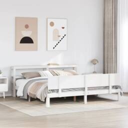 Berkfield Home Beautiful Bed Frame with Headboard without Mattress White 180x200 - Size: Super King - thumbnail 2