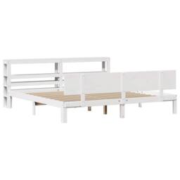 Berkfield Home Beautiful Bed Frame with Headboard without Mattress White 180x200 - Size: Super King - thumbnail 1