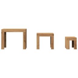 Berkfield Home Nesting Coffee Tables 3 pcs Artisian Oak Engineered Wood in Brown - thumbnail 4