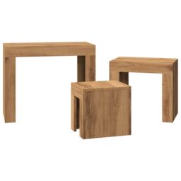 Berkfield Home Nesting Coffee Tables 3 pcs Artisian Oak Engineered Wood in Brown - thumbnail 5
