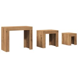Berkfield Home Nesting Coffee Tables 3 pcs Artisian Oak Engineered Wood in Brown - thumbnail 2