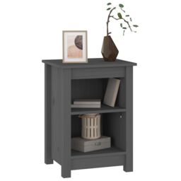 Berkfield Home Bedside Cabinet Grey 40x35x55 cm Solid Wood Pine - Size: 40 x 35 x 55 cm - thumbnail 5