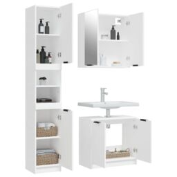 Berkfield Home 3 Piece Bathroom Cabinet Set White Engineered Wood - thumbnail 4