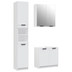 Berkfield Home 3 Piece Bathroom Cabinet Set White Engineered Wood - thumbnail 2