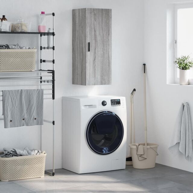 Berkfield Home Wall Mounted Cabinet Grey Sonoma 34.5x34x90 cm - image 1