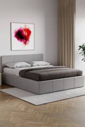 HD Designs Lisbon Ottoman Leather Fabric Bed Frame Storage Space Saving Bedroom in Grey - Size: Double