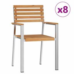 Berkfield Home Stacking Garden Chairs 8 pcs 54.5x56x89 cm Solid Wood Teak in Brown - thumbnail 3