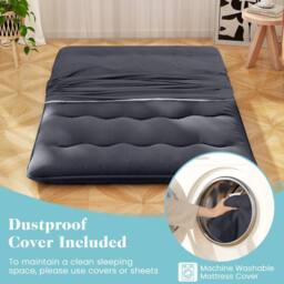 Gymax Double Size Floor Mattress Roll up Mattress Pad Tatami With Carry Bag in Black - thumbnail 6