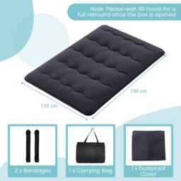 Gymax Double Size Floor Mattress Roll up Mattress Pad Tatami With Carry Bag in Black - thumbnail 2