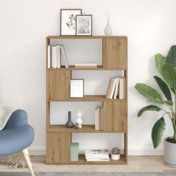 Berkfield Home Bookcase Artisan oak Engineered wood 80 x 24 x 124 cm Storage in Brown - thumbnail 1