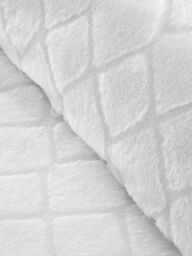 Catherine Lansfield 'Cosy Diamond' Soft & Warm Faux Fur Fleece Duvet Cover Set in White - Size: Super King - thumbnail 4