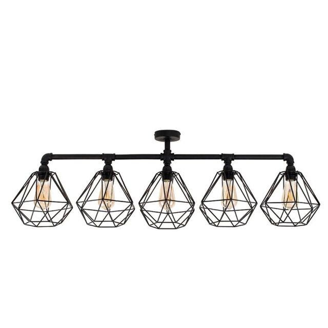 ValueLights Diablo Black Ceiling Bar with 5 Lights & Amber LED Bulbs - image 1