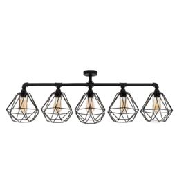 ValueLights Diablo Black Ceiling Bar with 5 Lights & Amber LED Bulbs