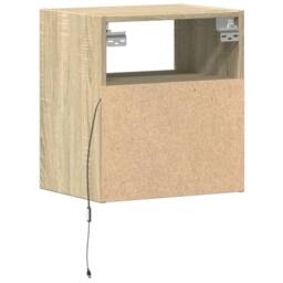 Berkfield Home TV Wall Cabinet with LED Lights Sonoma Oak 41x31x45 cm in Light Tan - Size: 41 x 31 x 45 cm - thumbnail 8