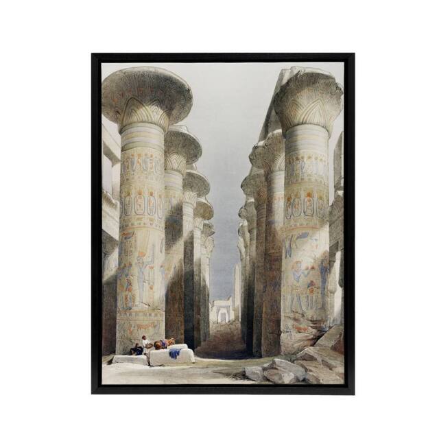 "Artery8 Great Hall at Karnak Temple D. Roberts Vintage Framed Canvas Wall Art - Size: W12"" x H16""" - image 1