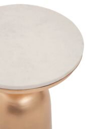 Orsina White Marble Top Gold Base Side Table, Contemporary End Table in Bottleneck Design, Sturdy Iron Base - thumbnail 5