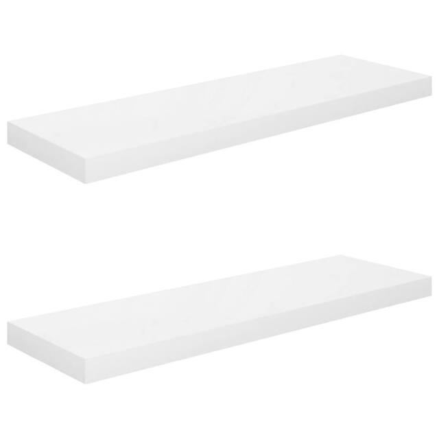 Berkfield Home Floating Wall Shelves 2 pcs High Gloss White 80x23.5x3.8 cm MDF - image 1
