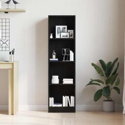 Berkfield Home Bookcase Black Oak 40x24x143 cm Engineered Wood in Brown - Size: 40 x 24 x 143 cm - thumbnail 3