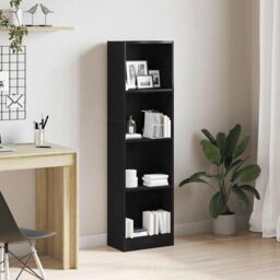Berkfield Home Bookcase Black Oak 40x24x143 cm Engineered Wood in Brown - Size: 40 x 24 x 143 cm - thumbnail 1