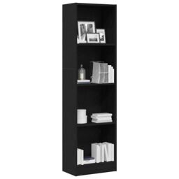 Berkfield Home Bookcase Black Oak 40x24x143 cm Engineered Wood in Brown - Size: 40 x 24 x 143 cm - thumbnail 4