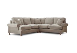 The Great Sofa Company Ezra Large Textured Velvet Corner Sofa - Scroll Arm in Taupe - thumbnail 2