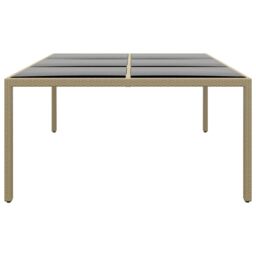 Berkfield Home Garden Table 200x150x75 cm Tempered Glass & Poly Rattan Beige - Size: 200 x 150 x 75 cm - thumbnail 3