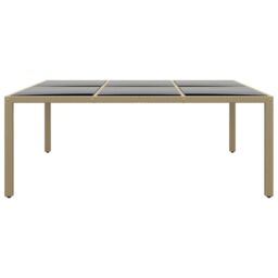 Berkfield Home Garden Table 200x150x75 cm Tempered Glass & Poly Rattan Beige - Size: 200 x 150 x 75 cm - thumbnail 2