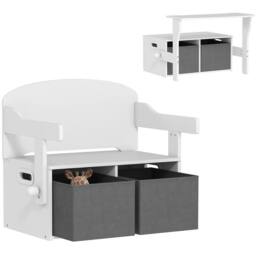 AIYAPLAY 3 in 1 Kids Storage Bench, Toddler Table & Chair Set, White - thumbnail 2