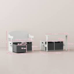 AIYAPLAY 3 in 1 Kids Storage Bench, Toddler Table & Chair Set, White - thumbnail 3