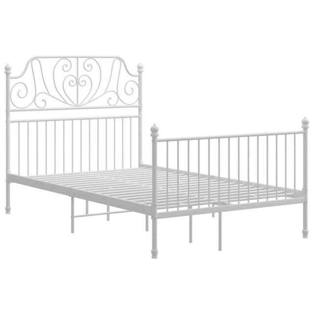 Berkfield Home Bed Frame White Metal 120x200 cm - Size: Small Double - image 1