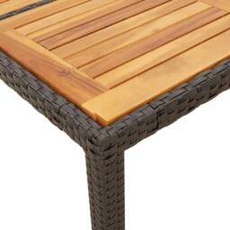Berkfield Home Garden Table with Acacia Wood Top Black 150x90x75 cm Poly Rattan - Size: 150 x 90 x 75 cm - thumbnail 8