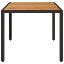 Berkfield Home Garden Table with Acacia Wood Top Black 150x90x75 cm Poly Rattan - Size: 150 x 90 x 75 cm - thumbnail 5