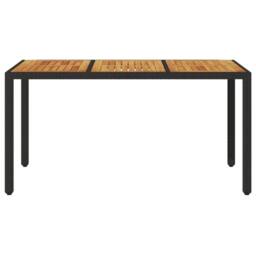 Berkfield Home Garden Table with Acacia Wood Top Black 150x90x75 cm Poly Rattan - Size: 150 x 90 x 75 cm - thumbnail 4