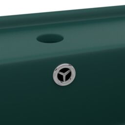 Berkfield Home Luxury Basin Overflow Square Matt Dark Green 41x41 cm Ceramic - thumbnail 5