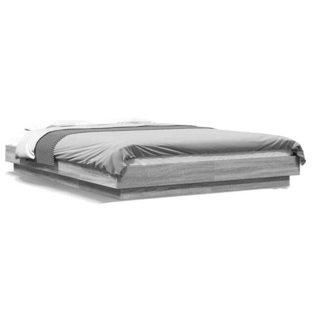Berkfield Home Bed Frame with LED Lights without Mattress Grey Sonoma 120x190cm - Size: 120x190 cm - image 1