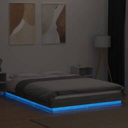 Berkfield Home Bed Frame with LED Lights without Mattress Grey Sonoma 120x190cm - Size: 120x190 cm - thumbnail 4
