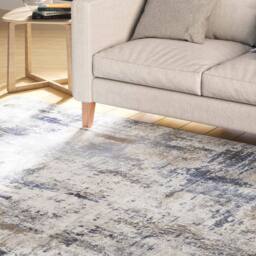Kukoon Blue Abstract Soft Chenille Washable Living Room Area Rug in White - Size: 80 cm x 150 cm - thumbnail 3