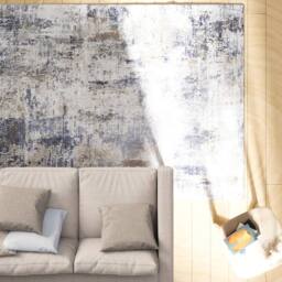 Kukoon Blue Abstract Soft Chenille Washable Living Room Area Rug in White - Size: 80 cm x 150 cm - thumbnail 4