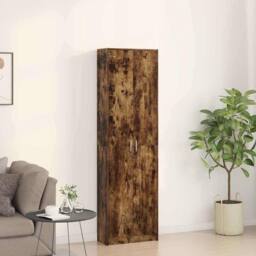 Berkfield Home Wardrobe Smoked Oak 55x25x189 cm Engineered Wood in Brown - Size: 55 x 25 x 189 cm - thumbnail 4