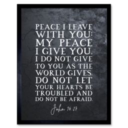 Artery8 Wall Art Print John 14:27 Peace I leave With You Peace I Give You Christian Bible Verse Quote Scripture Typography Art Framed - thumbnail 1