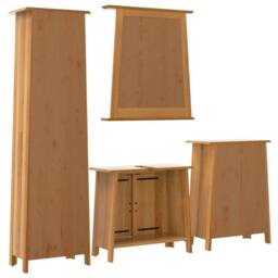 Berkfield Home 4 Piece Bathroom Furniture Set Solid Wood Pine in Brown - thumbnail 7