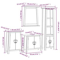 Berkfield Home 4 Piece Bathroom Furniture Set Solid Wood Pine in Brown - thumbnail 9